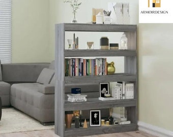 Gray Sonoma Media/Library Cabinet, 100x30x135 cm, Modern Storage Organizer