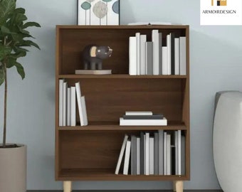 Storage Cabinet in Brown Oak Wood for Kitchen, Ash Table for Living Room, Hallway Porch, Engineering, 69.5x32.5x90 cm, Bookcase