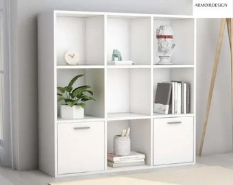 White Chopping Board Bookcase, 98x30x98 cm