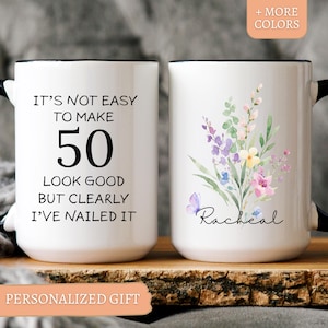 Personalized Birthday Gifts Funny 50th coffee cup 1975 Custom Gift For 50 Year Old Woman 50th Birthday Gift for Women 50th Birthday Mug