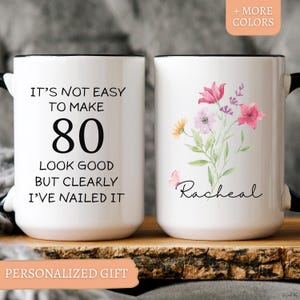 wildflowers custom mug happy 80th birthday mug 80th birthday gifts 1945 mug floral mug birthday gift for her 80th birthday mug
