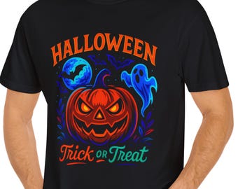 Camiseta o sudadera con capucha de calabaza de Halloween de neón: diseño de calabaza brillante