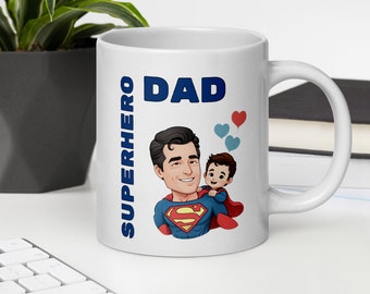 Taza de cerámica de 20 oz con diseño de papá superhéroe, regalo para el Día del Padre