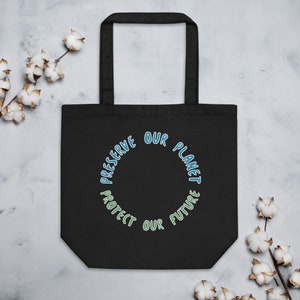 Eco Tote Bag, Reusable Grocery Bag, Minimalist Cotton Shopper, Recycled Bag