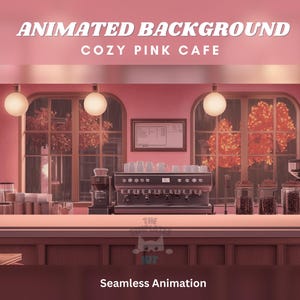 Vtuber animated background pink cafe vtuber background animated lofi cafe stream overlay cozy twitch pink cafe background vtuber overlay