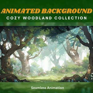 Woodland twitch animated background vtuber green background cozy animated background green forest cozy twitch overlay woodland background