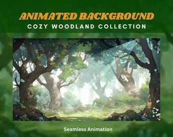 Woodland twitch animated background vtuber green background cozy animated background green forest cozy twitch overlay woodland background