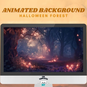 Haunted halloween background animated halloween twitch background overlay vtuber stream overlay animated twitch forest night overlay