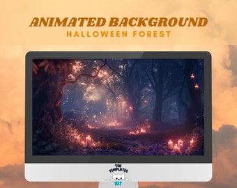 Haunted halloween background animated halloween twitch background overlay vtuber stream overlay animated twitch forest night overlay