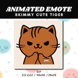 Animated emote twitch emote cute tiger animated emote scheming face orange tiger twitch emote kawaii animated emoji cute animal emote
