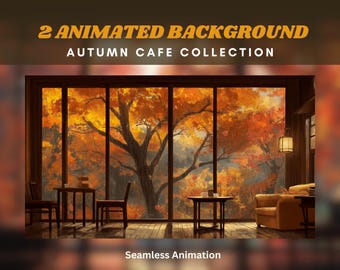 Autumn background vtuber twitch animated background autumn cafe background autumn leaves background cafe vtuber autumn falling leaves twitch