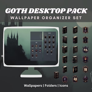 Gothic Computer Desktop Theme Background Wallpaper Organizer Set Dark Theme Wallpaper Desktop Icon Halloween Gothic Theme Wallpaper Set