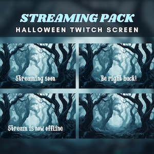 Halloween green forest animated twitch overlay dark forest twitch overlay green twitch be right back overlay screen forest animated stream