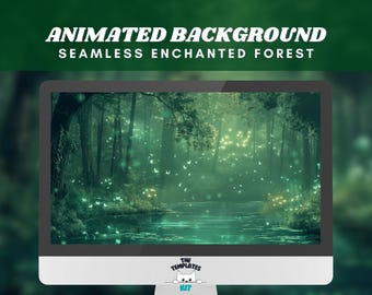 Animated green forest background enchanted twitch background green overlay vtuber stream animated overlay green twitch forest night overlay