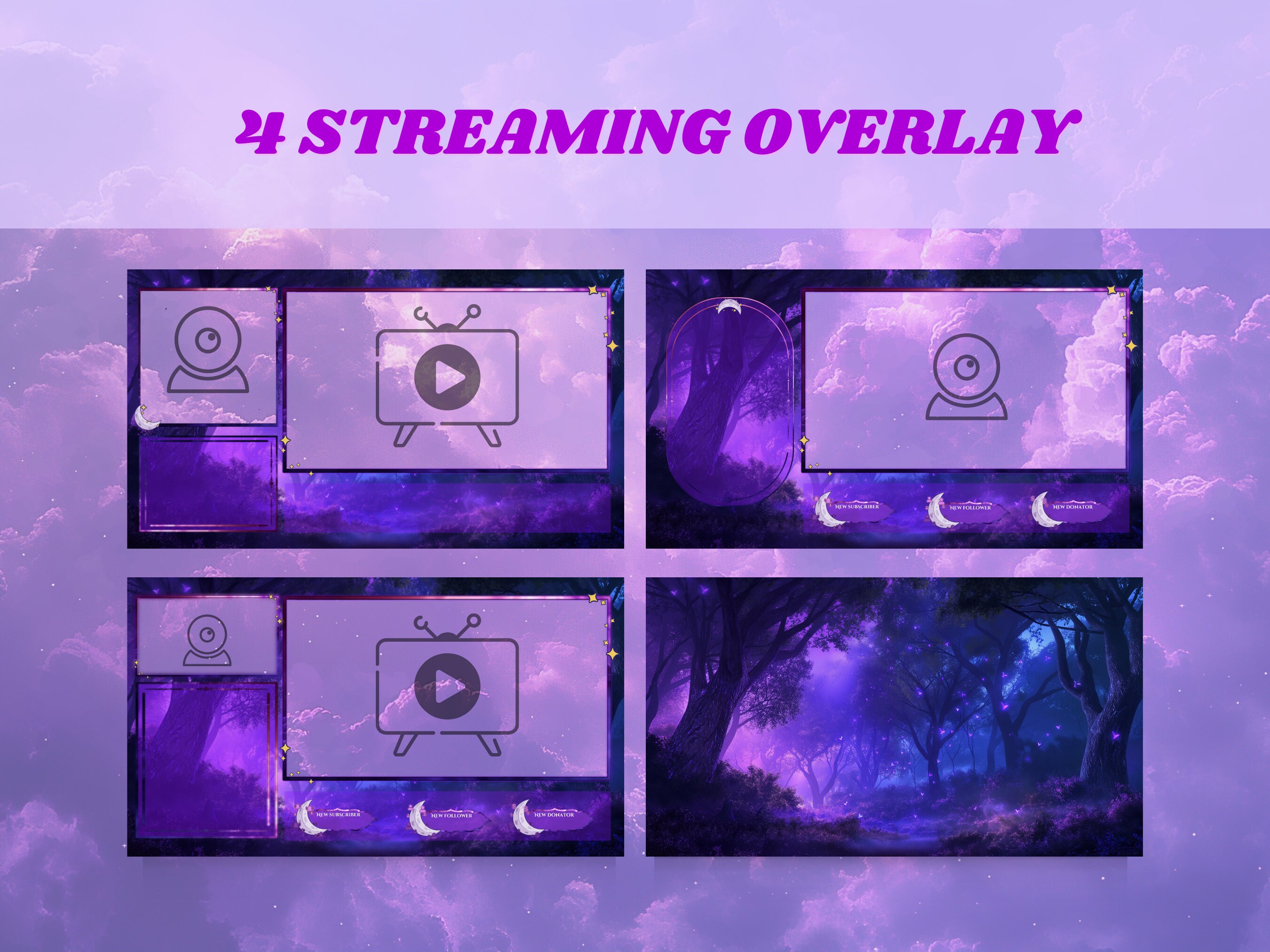 Stream Overlay Package Twitch Overlay Purple Twitch Animated Background ...
