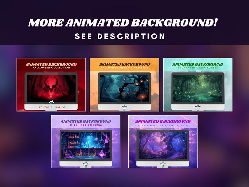 Witch Lair Animated Background Goth Twitch Purple Witch Room Overlay ...