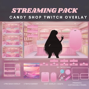 Cozy animated background pink candy shop vtuber background ghibli  twitch overlay cute streaming pink animated background twitch asset