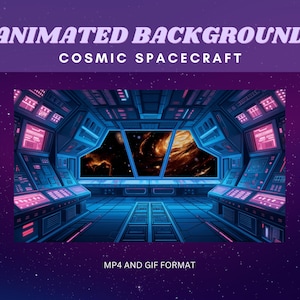 Vtuber Animated Background Purple Twitch Spaceraft Stream Overlay Vtuber Seamless Looped Cosmic Background for Streaming Vtuber Purple Room
