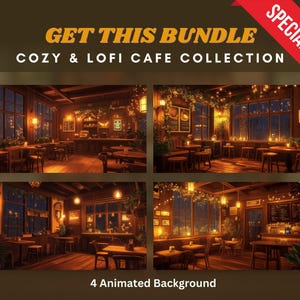 Vtuber cafe background lofi animated background cafe vtuber background cafe stream pack cozy twitch overlay rain ghibli background vtuber