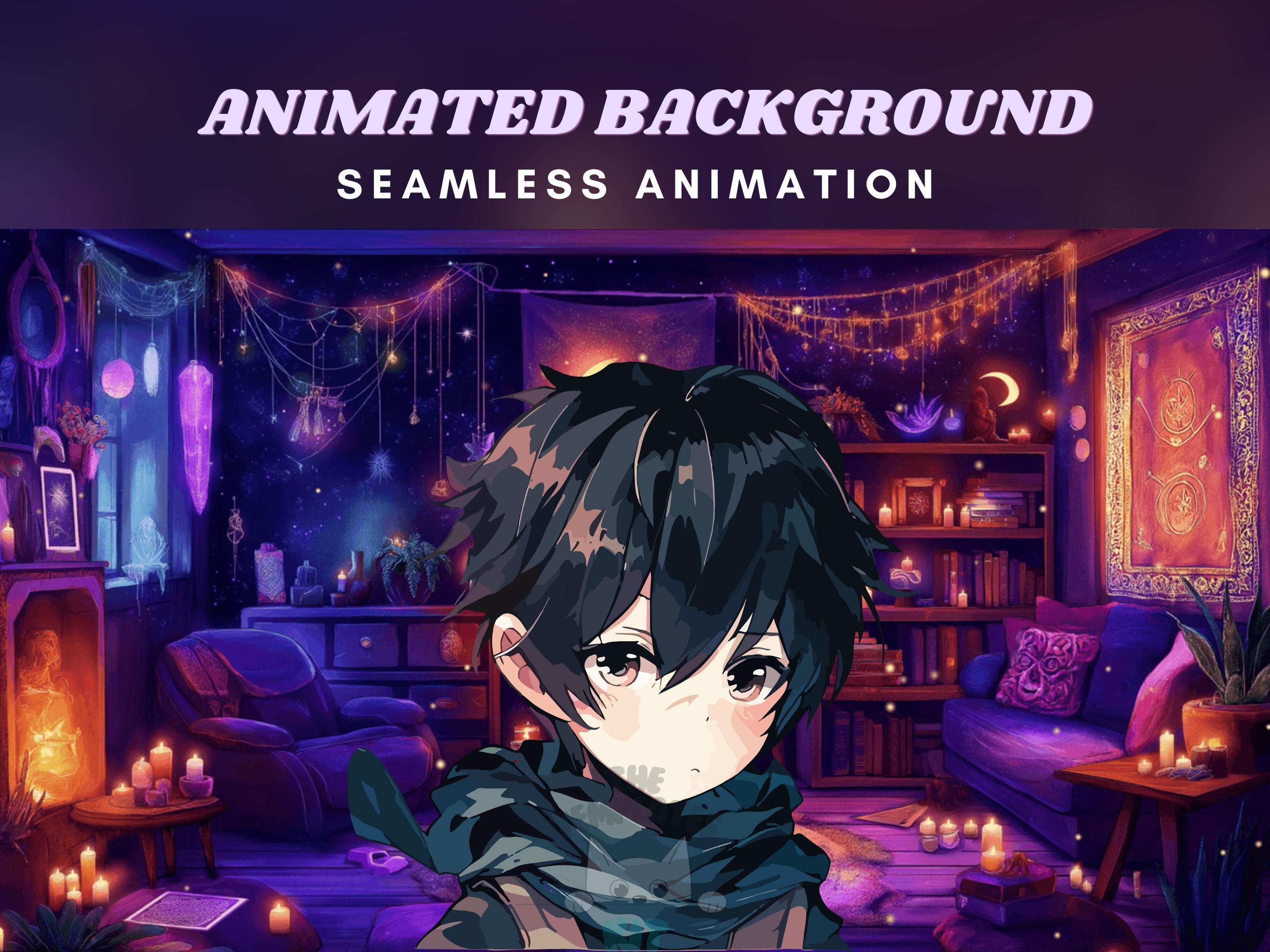 Vtuber Animated Background Witch Lair Stream Purple Witch Room Overlay ...