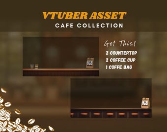 Vtuber cafe asset background lofi cafe vtuber cafe table stream pack confortable twitch table de superposition café counter vtuber coffee shop asset ghibli
