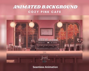 Vtuber animated background pink cafe vtuber background animated lofi cafe stream pack cozy twitch pink cafe background vtuber overlay