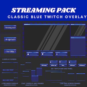 Animated blue twitch overlay blue streaming pack blue overlay animated background metallic overlay twitch asset stream package blue twitch