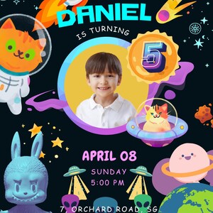 Space and Alien Birthday Invitation | Editable Digital Evite | Customizable Kids Party Invite | Printable Outer Space Theme