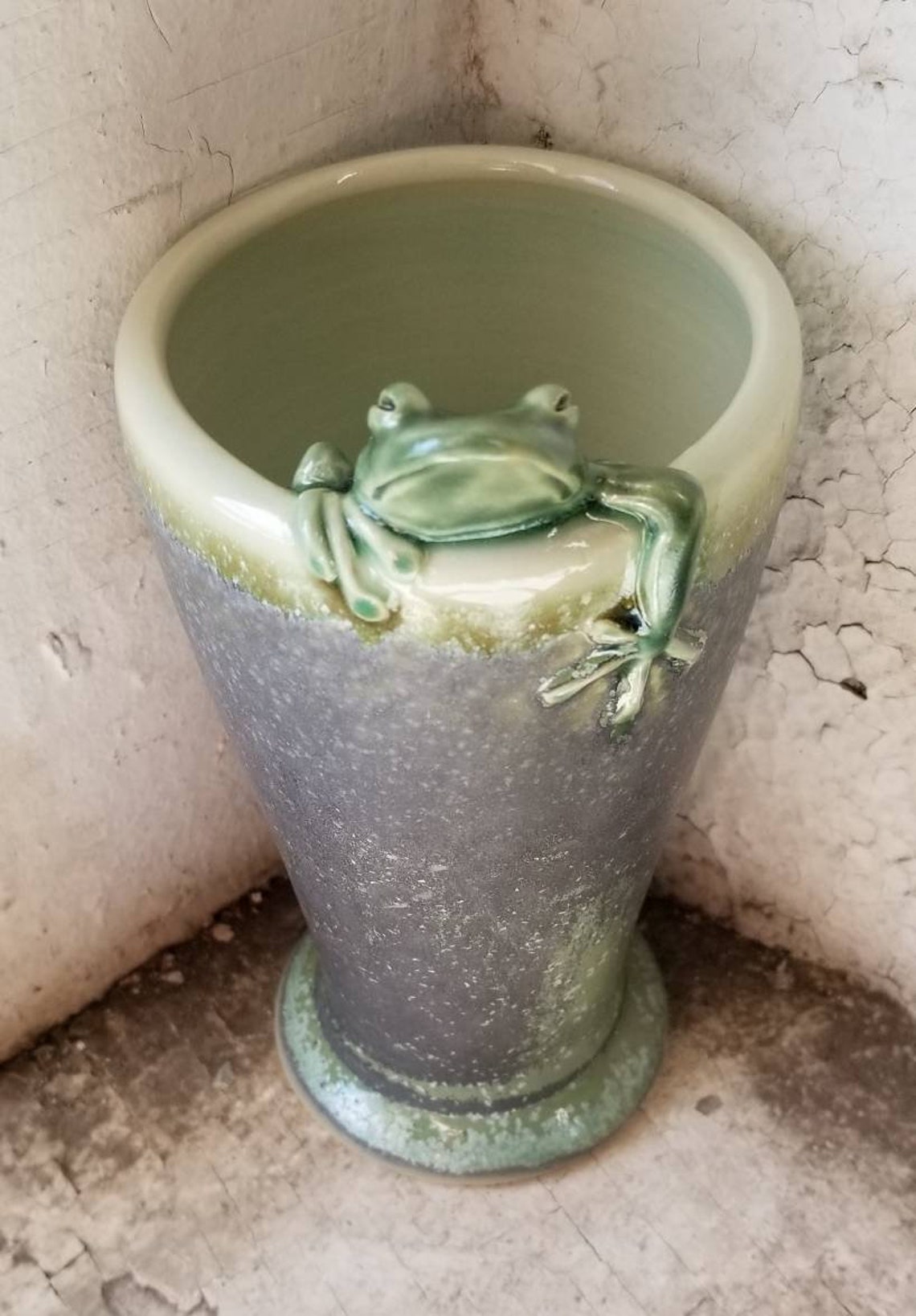 Ceramic Frog Bud Vase Etsy