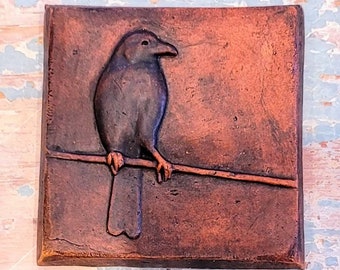 Bas Relief Crow Tile