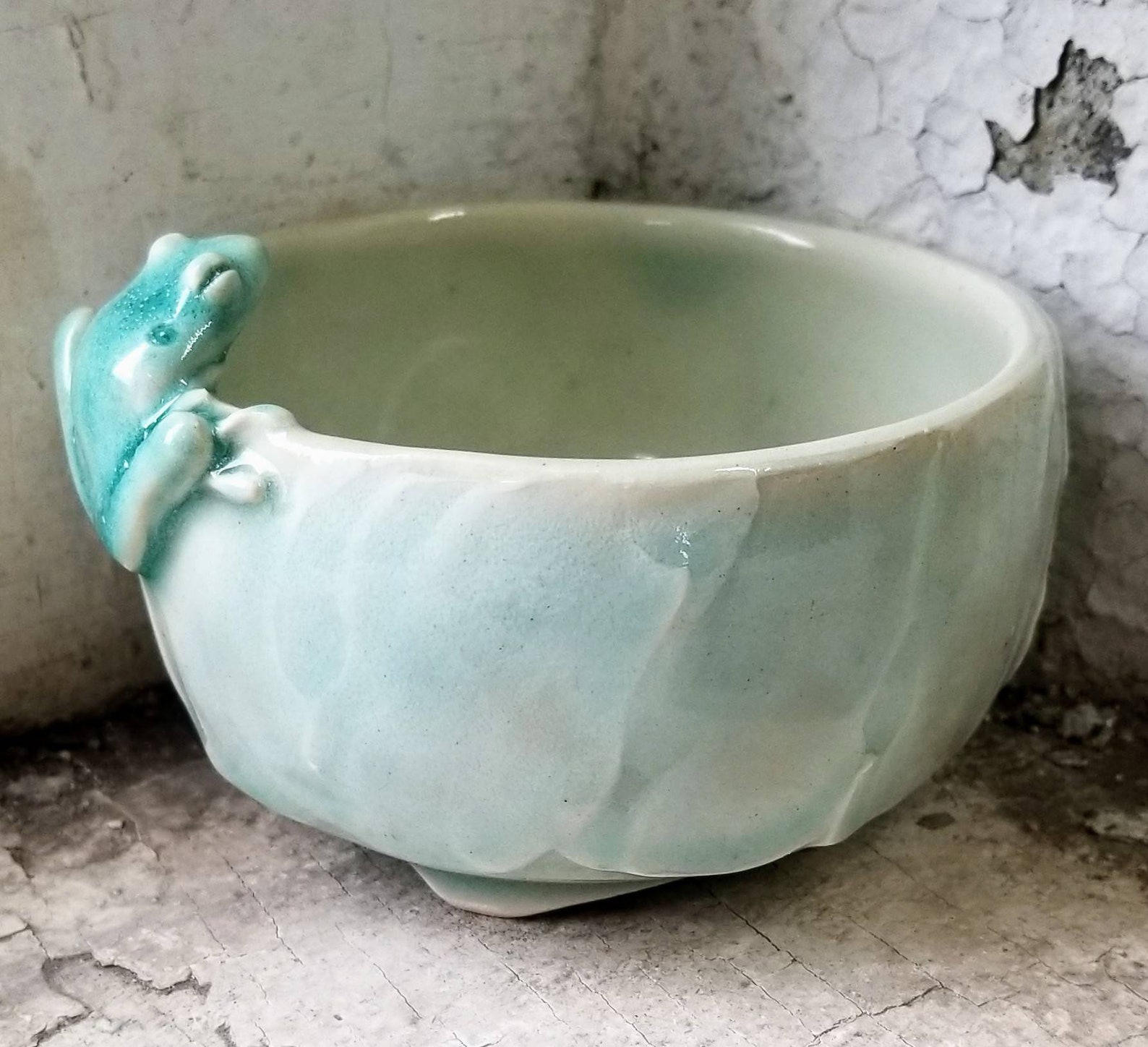 Ceramic Frog Bowl with Slip Etsy
