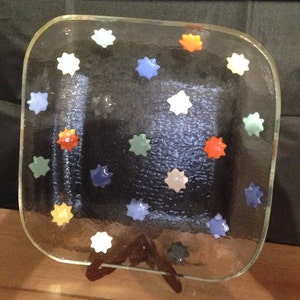 Glass Serving Bowl with colorful stars