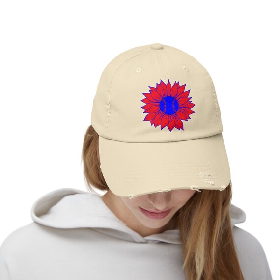 Sunflower Distressed Baseball Cap - Etsy display picture 1