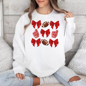 Red Bows & Football Comfort Color Sweatshirt