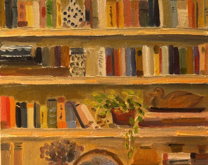 Cozy Bookshelf Still Life – Miniature Oil Painting, Original Oil ...