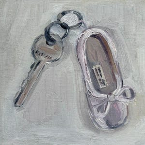 Original Oil Painting: Key and Ballet Flat Still Life