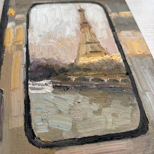Paris vibes – Original Oil Painting, Eiffel Tower Art, Travel Wall Decor, souvenir from Paris