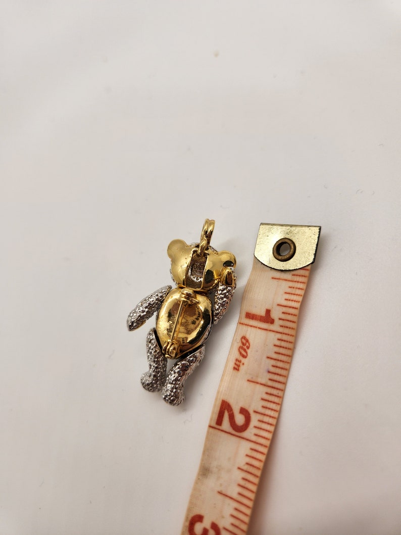FLOCKED BEAR DECORATIVE GEMSTONE PENDANT GLASSES / SLV