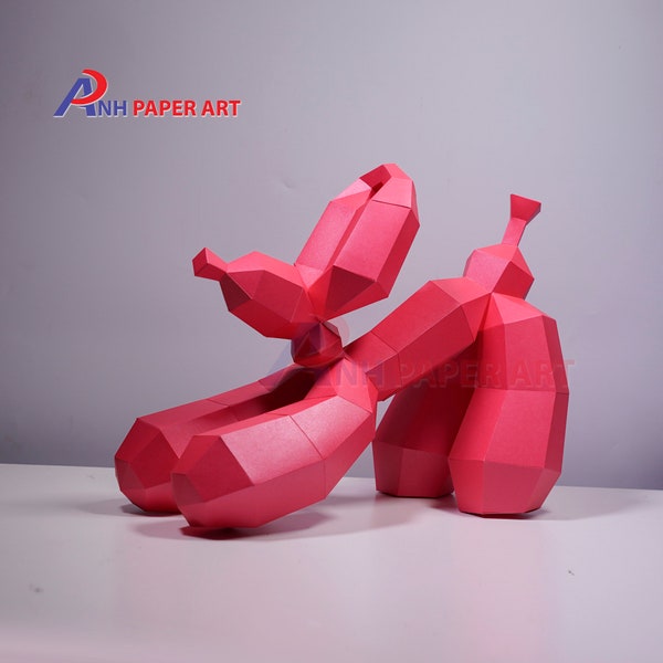 DIY PaperCraft Balloon Dog PDF, SVG Template for Cricut Project - 3D Balloon Dog Paper Craft, Origami,Low Poly, Sculpture