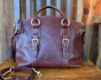 Dooney & Bourke Florentine Bristol Satchel Chestnut Vacchetta Leather Crossbody Bag