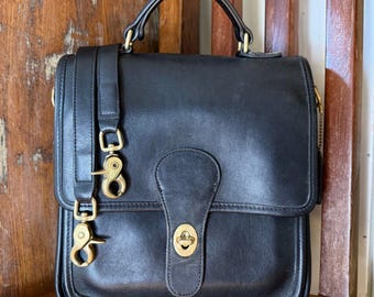 Vintage Coach Station Bag #5130 Crossbody Black Leather Top Handle