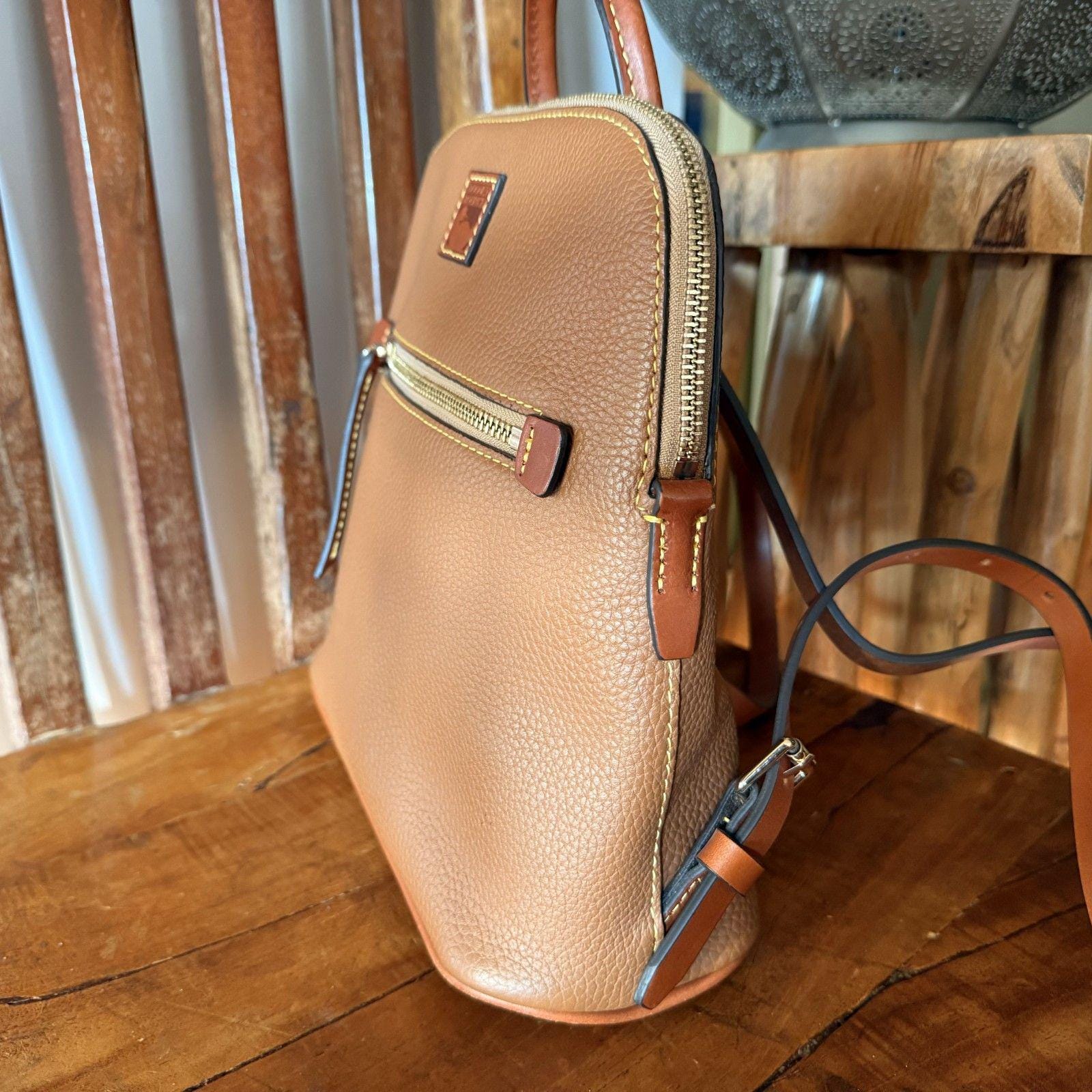 Dooney & Bourke Zip Backpack Caramel Color Rich European Pebble Grain Leather. Dooney & Bourke Pebble Grain Zip Backpack Caramel - Etsy main image 2