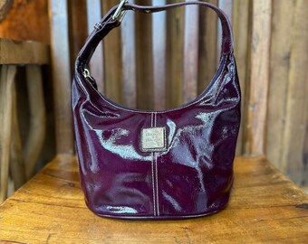 Vintage Dooney & Bourke Bordeaux Patent Leather Small Hobo Y2K Bag
