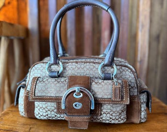 Vintage Coach Soho Signature Mini Boston Satchel Suede C05S-3647