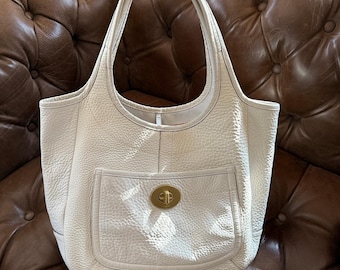 Coach Legacy Pebbled Leather XL Ergo Tote White 11640
