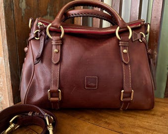 Dooney & Bourke Florentine Large Tassel Satchel Chestnut Leather Crossbody