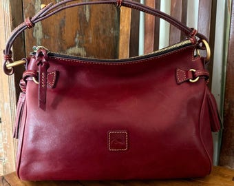 Dooney & Bourke Florentine Leather Zip Hobo Bordeaux  Medium Shoulder Bag