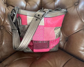 Coach Soho Patchwork Convertible Shoulder Bag Pink Berry Metallic F12863 Y2K