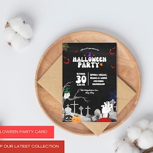 Halloween Invitation, Halloween Party Invitation, Halloween Birthday Invitation Template, Halloween Kids Ghosts Spooky Invite DIY