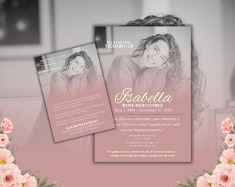 Elegant Obituary Template | Editable Memorial Program | Funeral Announcement | Printable Celebration of Life Template